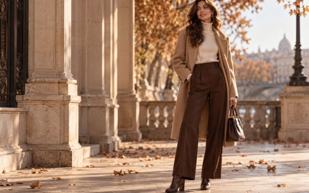Come abbinare i pantaloni marrone cioccolato