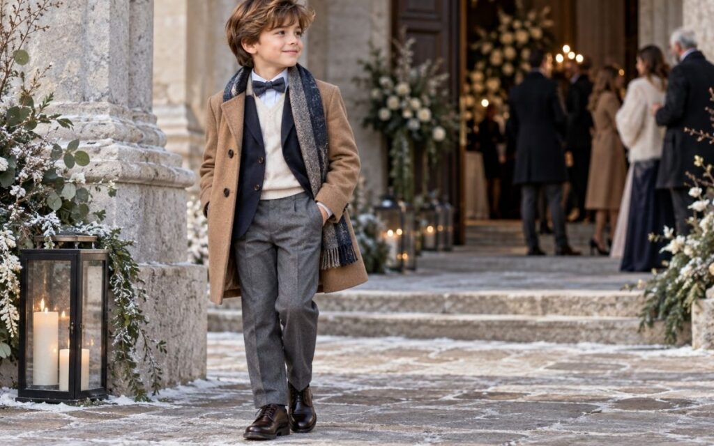 Look elegante bambino per una cerimonia invernale